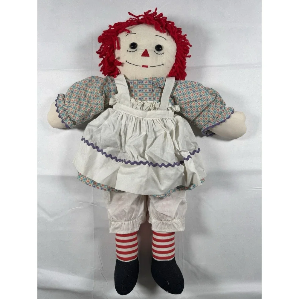 Vintage Raggedy Ann Doll Large Cloth Plush Red Yarn Hair Stuffed Toy Americana